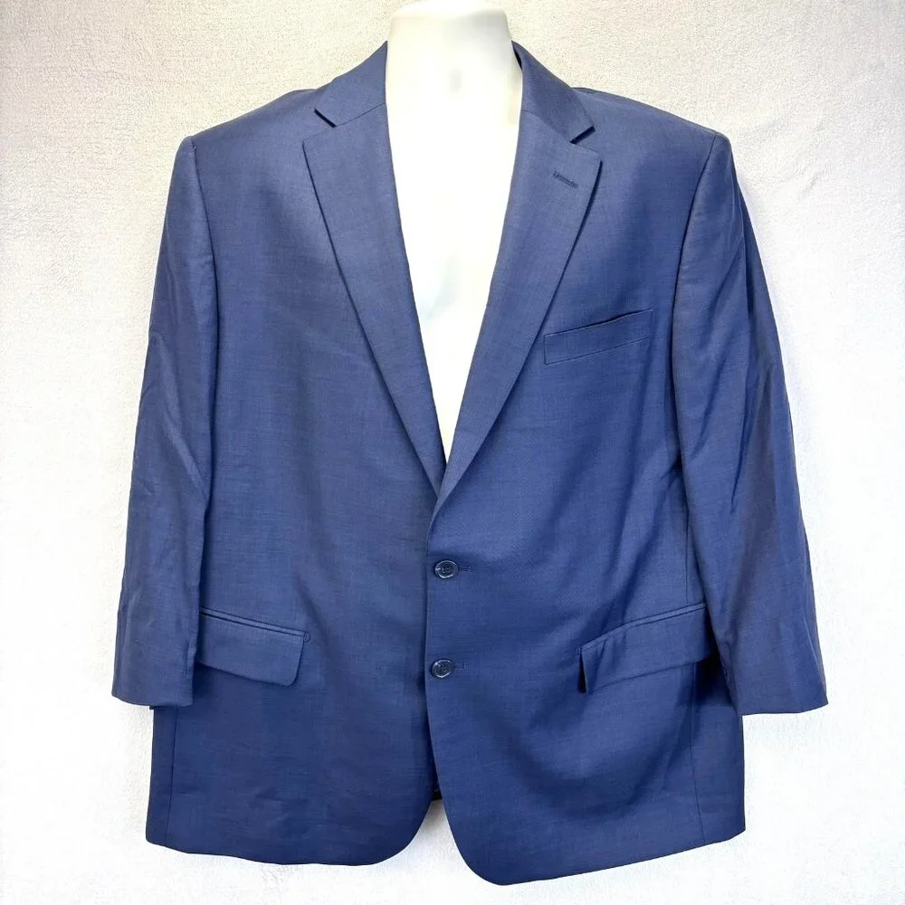 Dino Filarte Berragamo‎ Wool Suit Jacket Blazer Mens 44 Navy Blue Purple Portly